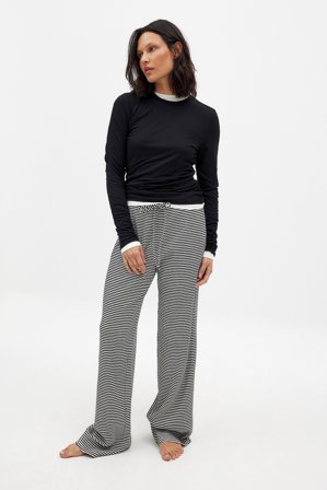 NA-KD Striped Ribbed Trousers - Stribede bukser - Stripe - M (EU 38-40)