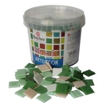 Mosaik konstdekor gröna nyanser 2x2cm hink på 1kg