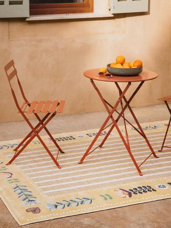 Moa Dywan Wewnętrzny I Zewnętrzny Możliwość Prania 160X230 Żółty Paski