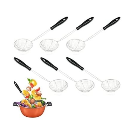 6 ruostumattomasta teräksestä valmistetun reikäkauhan setti fondue- ja muihin käyttötarkoituksiin TRUYUETY