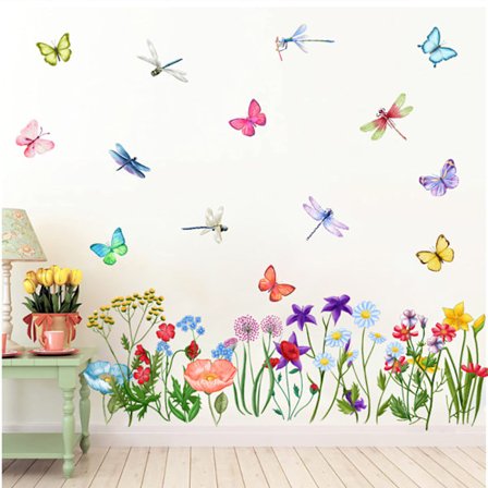 Et sæt farverige blomster vægklistermærker vægklistermærker vægdekoration