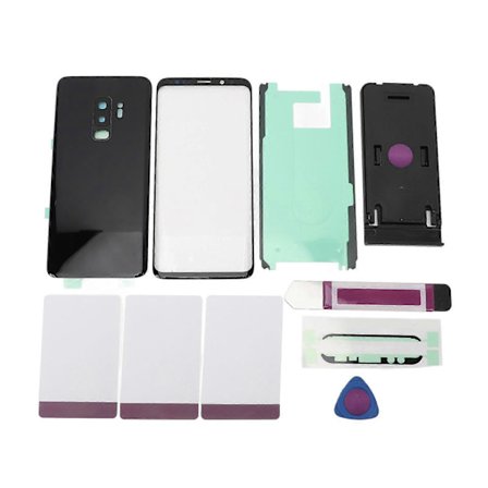 Galaxy S9+ Plus Skjerm- og Bakglass Erstatningssett med Verktøy og Lim - Svart