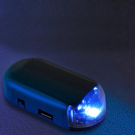 Solcelledrevet Simuleret Dummy Alarm Tyverisikring Falsk Advarsels LED Blinkende Lys Universal til Bil Blå