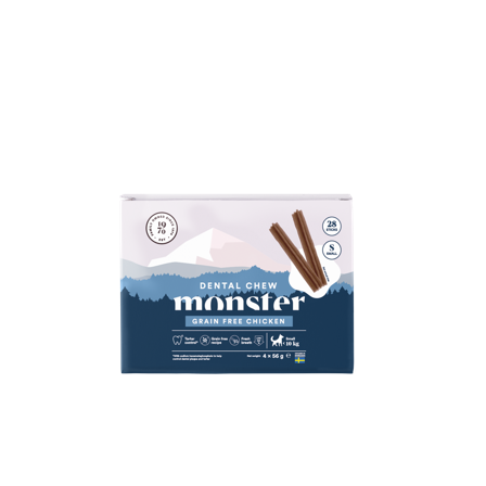 Monster Pet Food - Dog Dental Chew Grain Free Chicken Small Month 28 stk. 224 g - Hund - Hundegodbiter & tyggebein - Dental tyggebein & tanntyggebein 