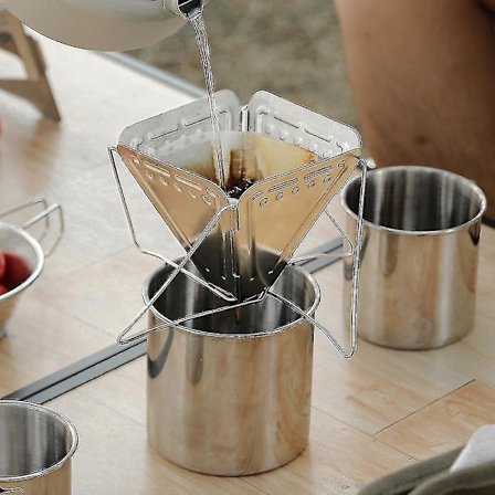 Foldbar Bærbar Kaffe Dryp Stativ Hånd Punch Kaffe Filter Kegle Stativ Udendørs Camping Rustfrit Stål Holder Drikkekop Drypper Crj