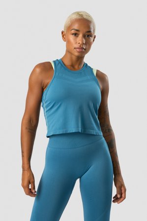 ICANIWILL - Deluxe Seamless Cropped Tank Top Teal - Damer - Træningstøj fra ICIW