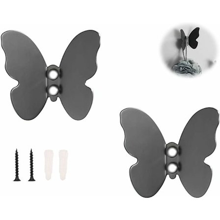 Dekorative Knager, Moderne Lille Sort Messing Tøjstativ, Sommerfugl Badehåndklæde Krog, Hatte Kroge, Badekåbe Kroge til Entré Soveværelse, Rustfrit 