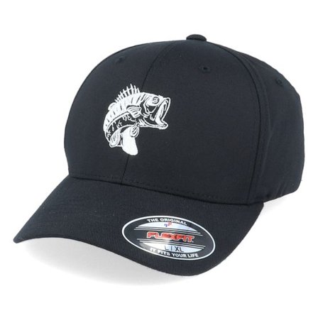 Skillfish - Svart flexfit Keps - Bass Fish Black Flexfit @ Hatstore