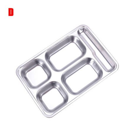 304 rostfritt stål Snabbmat tallrik Galler tallrik med lock Fyrkantig matsals servis för barn Vuxen