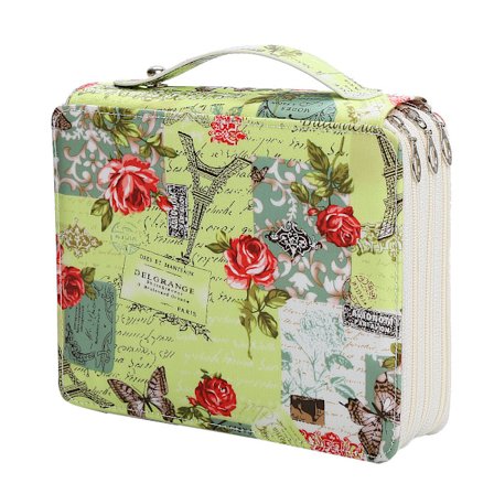 121 Fack Stor Pennväska med Dragkedja för Färg-/Akvarellpennor - Oxford Pennfodral Grön