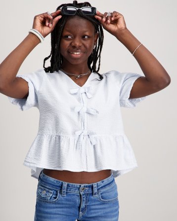 Gina Tricot Young Y tie peplum top Blå Toppar/Blusar Tjej - Kids Brand Store