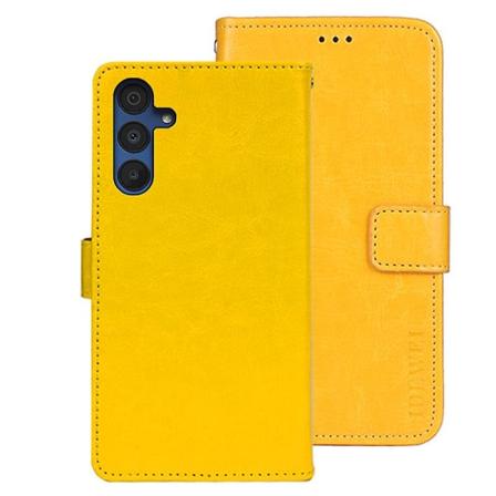 For Samsung Galaxy A15 5G Etui Crazy Horse Texture Lær Lommebok Deksel Yellow
