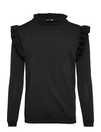 Kmgsally L/S Frill Pullover Knt Black Kids Only