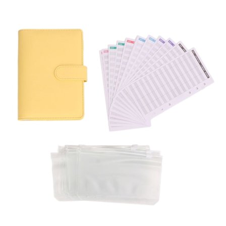 A6 Budsjettperm 6 Hull Bærbar Vanntett Myk Rivebestandig A6 PU Lær Budsjettperm Omslag Kontant Budsjett Håndbok Gul