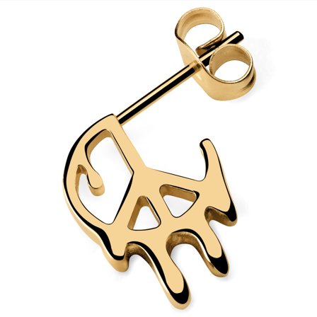 Fahrenheit | Złocisty topiący się kolczyk wkręt peace dla mężczyzn - Wkręty