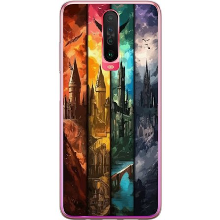 Kompatibel Mobilcover til Xiaomi Xiaomi Redmi K30 Fire magiske slotte i forskellige elementfarver, episk fantasykunst med ild vand luft og mørke i de