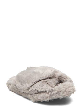 Indoor Slipper Cross Fake Fur Slippers Hjemmesko Grå Lindex