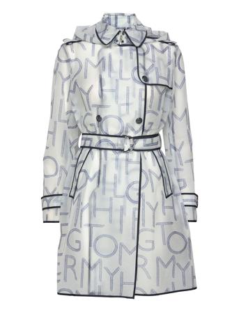 Felicia Db Hooded Rain Trench Patterned Tommy Hilfiger