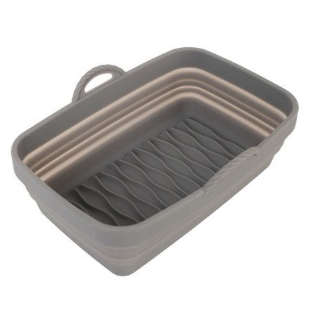Foldbar Silikone Frituregryde Liner med Håndtag til Bagning Camping og Grill Grå