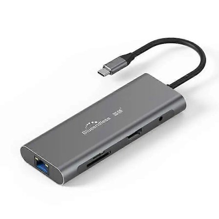Blueendless Type c Hub 9 i 1 Dockingstation HDMI Ethernet Port PD Adapter til MacBook Pro Air Huawei Mate