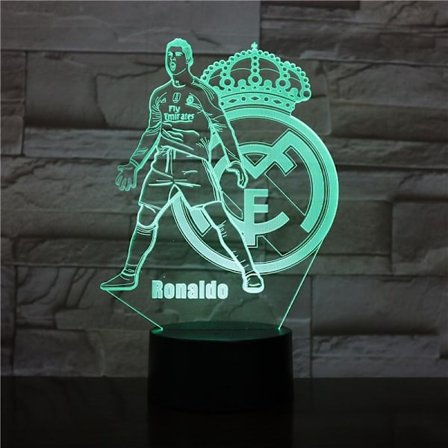 Real Madrid CF Ronaldo USB 3D Anime Yövalo Atmosfäärinen LED-pöytälamppu Joululahjat Jalkapallofaneille Koristeellinen Lamppu Lapsille