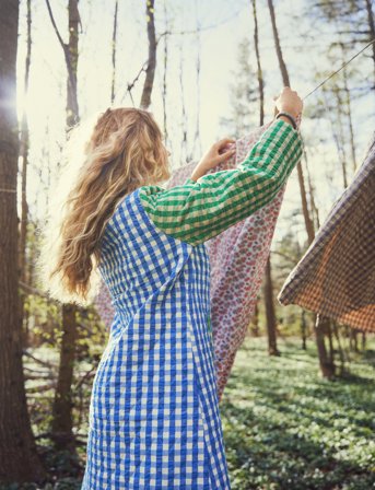 Juna Bæk&Bølge Beate Coat S/M Blå/Grøn - Blue - S/M