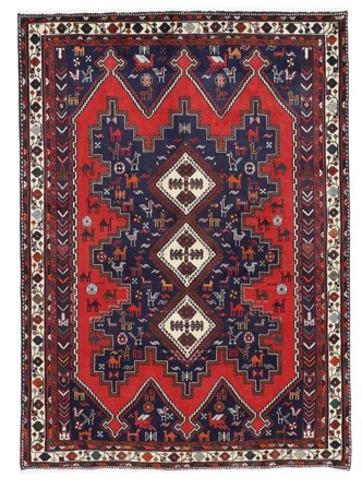 Afshar Teppich Handgeknüpft 150X210 Schwarz/Dunkelrot Persien