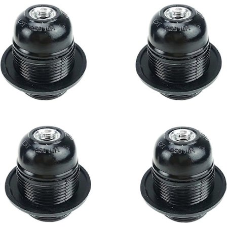 2025 Egnet 4 stk E27 Lyspæresokkel, Solid Lyspæresokkel i Plast, E27 Lyspæresokkel Vintage Lys