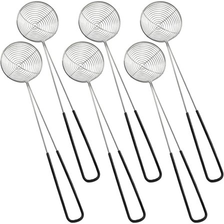 6 stk. - Fondue Net Rustfrit Stål Netkurve Si med håndtag til boba perler, pasta, tortellini, kødboller og cooking_yu