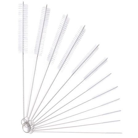 Flaskerengjøringsbørster, 12 stk rør børste nylon flaskepiperenser sett for flaske glass halm rengjøring (hvit)