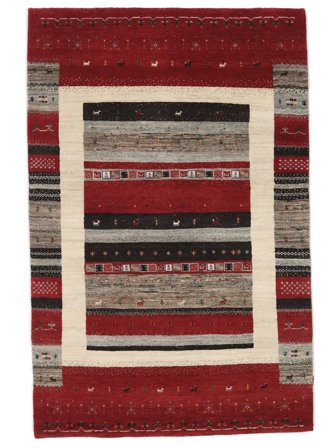 Tapis Gabbeh Loribaft 120X183 Rouge Foncé/Noir (Laine, Inde)