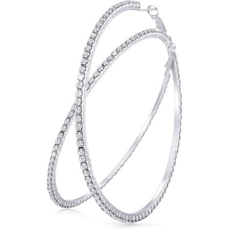 Store Rhinestone Hoop Øredobber Skinnende Krystall Rhinestone Dangle