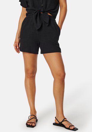 Pieces Pcvinsty HW Linen Shorts Black Klær