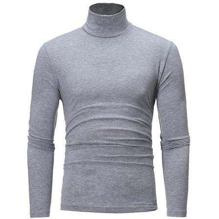 Turtleneck För män Enfärgad Smal Elastisk Tunn Pullover Vår Höst Underkläder Turtleneck Herr Stickning Blus Base T-shirt Topp Light Gray 1 L
