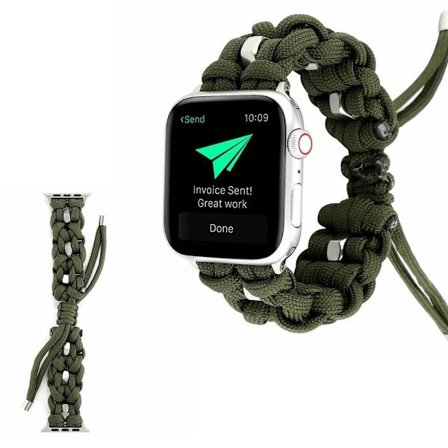 Apple Watch Series 6 / 5 44mm nylon in rostfritt stål klockarmband - army grön