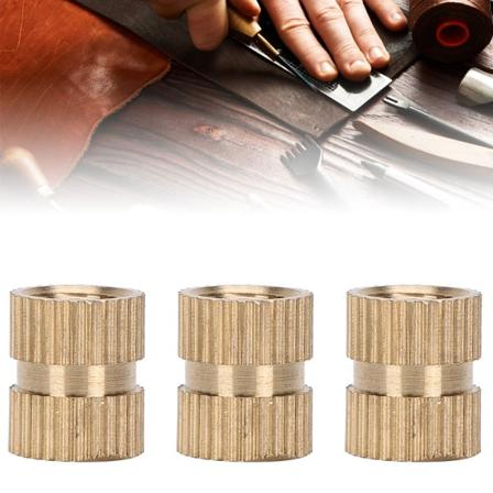 100 st Knurled Infällningsmutter i Mässing Dubbel Pass Infälld Fästelement Handgjorda Tillbehör M6x10x8