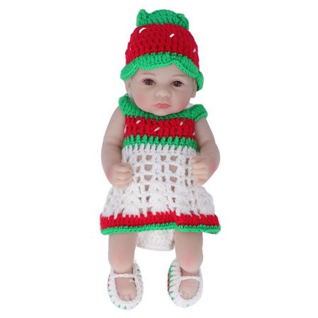 Nyfødt babydukke 10 tommer silikone sød livagtig babydukke med strikket tøj fødselsdagsgave øjne åbne drengedukke