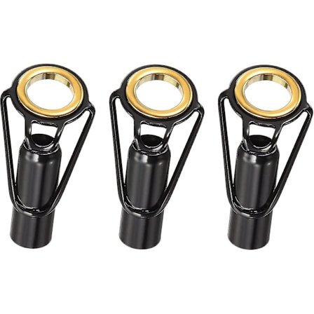 Fiskespørringstips Reparationskit Rustfrit Stål Ringguide Til Saltvands- og Ferskvandsfiskeri Sort 3stk