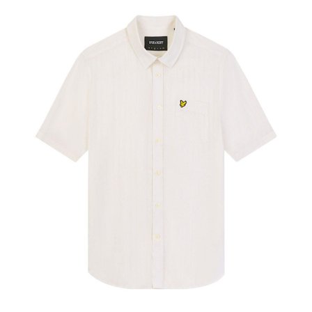 Lyle & Scott Herr Texturerad Kortärmad Skjorta M Vit