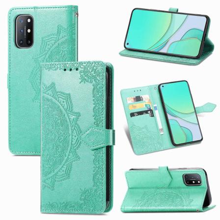 Etui for Oneplus 8t Deksel Lær Lommebok Deksel Mandala Magnetisk Flip Beskyttelse Støtsikkert - Grønn