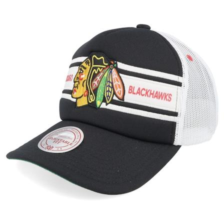 Mitchell & Ness - NHL Svart trucker Keps - Chicago Blackhawks Sideline Black/White A-frame Trucker @ Hatstore