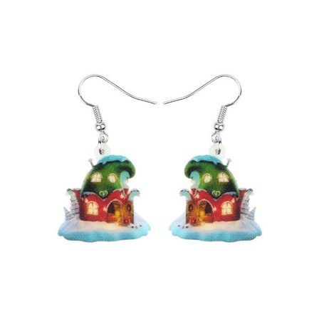 Earrings - Elf house - Hat - Acrylic