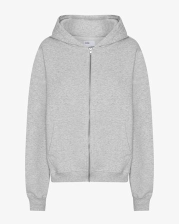 Organic Oversized Zip Hood - Snow Melange