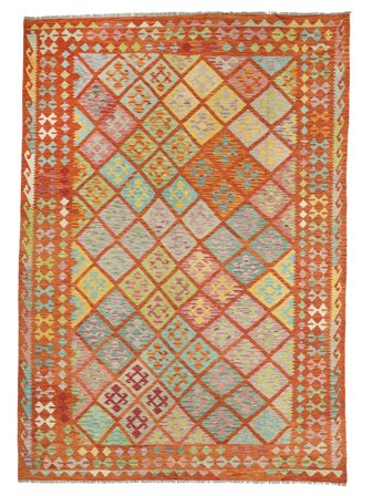 Hand Woven Kilim Afghan Old Style Rug 251X338 Brown/Dark Red