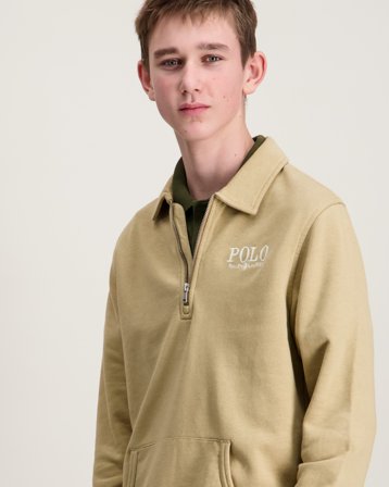 Polo Ralph Lauren Logo French Terry Collared Sweatshirt Beżowy Swetry Chłopiec - Kids Brand Store