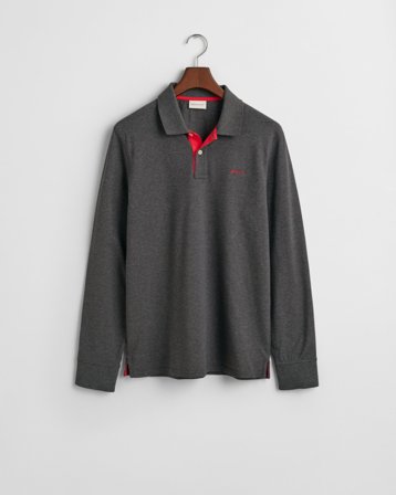 GANT Herren Kontrast Piqué Rugger (M) Schwarz Grau