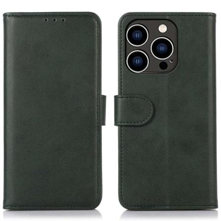 Iphone 14 Pro Textured Pu Leather Premium Plånboksfodral - Grön Grön