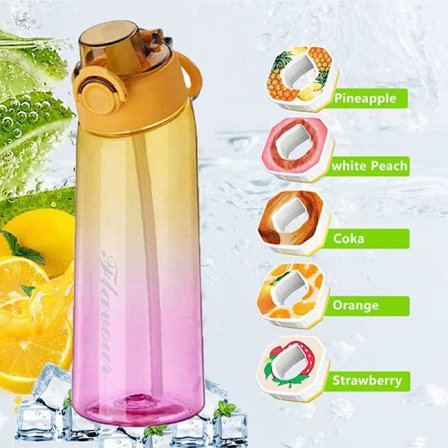 Air Water Up Flaska 900ml Air Starter Pack Maustettu Vesipullo Tuoksukapseleilla Campingiin Sininen oranssi + satunnainen