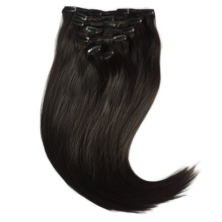 Rapunzel of Sweden Clip-on set 7 pieces 50 cm 1.2 Black Brown, Hår, Børster & Accessories, Hair Extensions