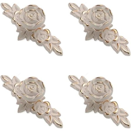 Sæt med 4 Euro Rose skabsknopper med bagplader, Vintage K